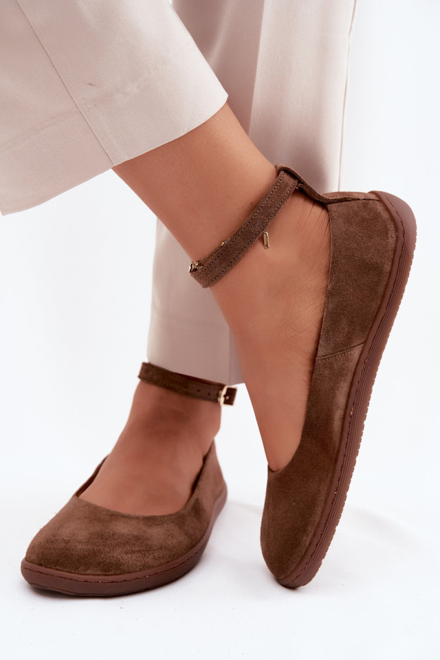 Step In Style Zazoo Brown Suede Ballet Flats