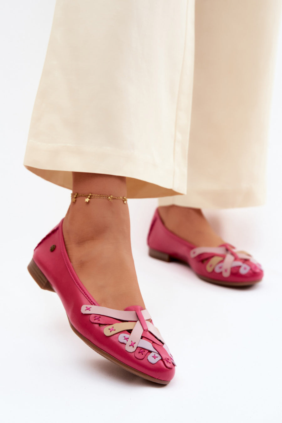 Step In Style Maciejka Fuchsia Leather Ballet Flats
