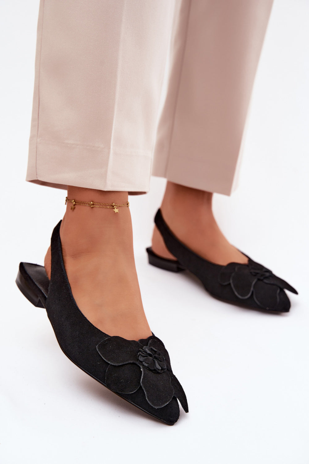 Step In Style Vinceza Black Suede Flat Sandals