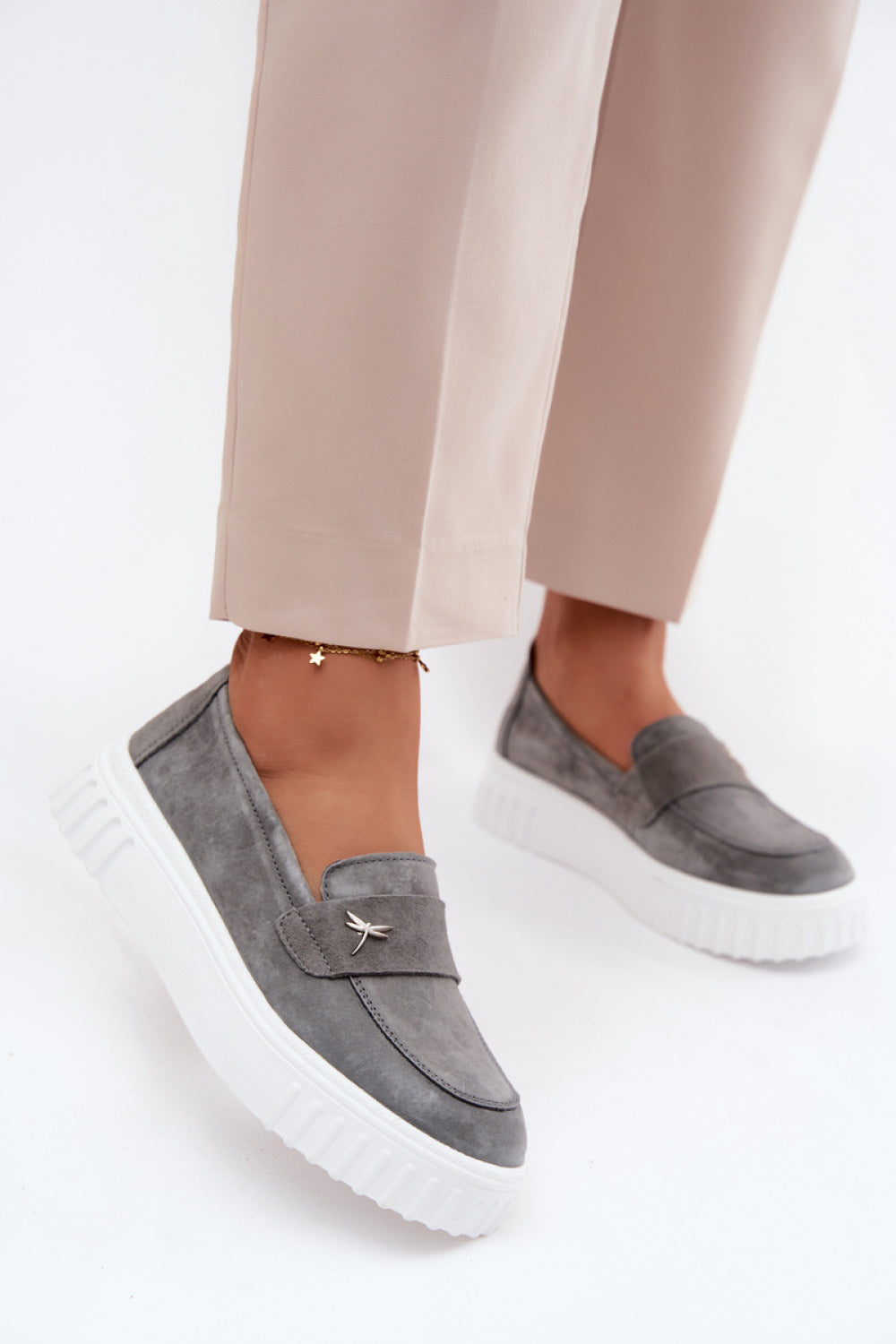 Step In Style Vinceza Dark Grey Suede Platform Shoes