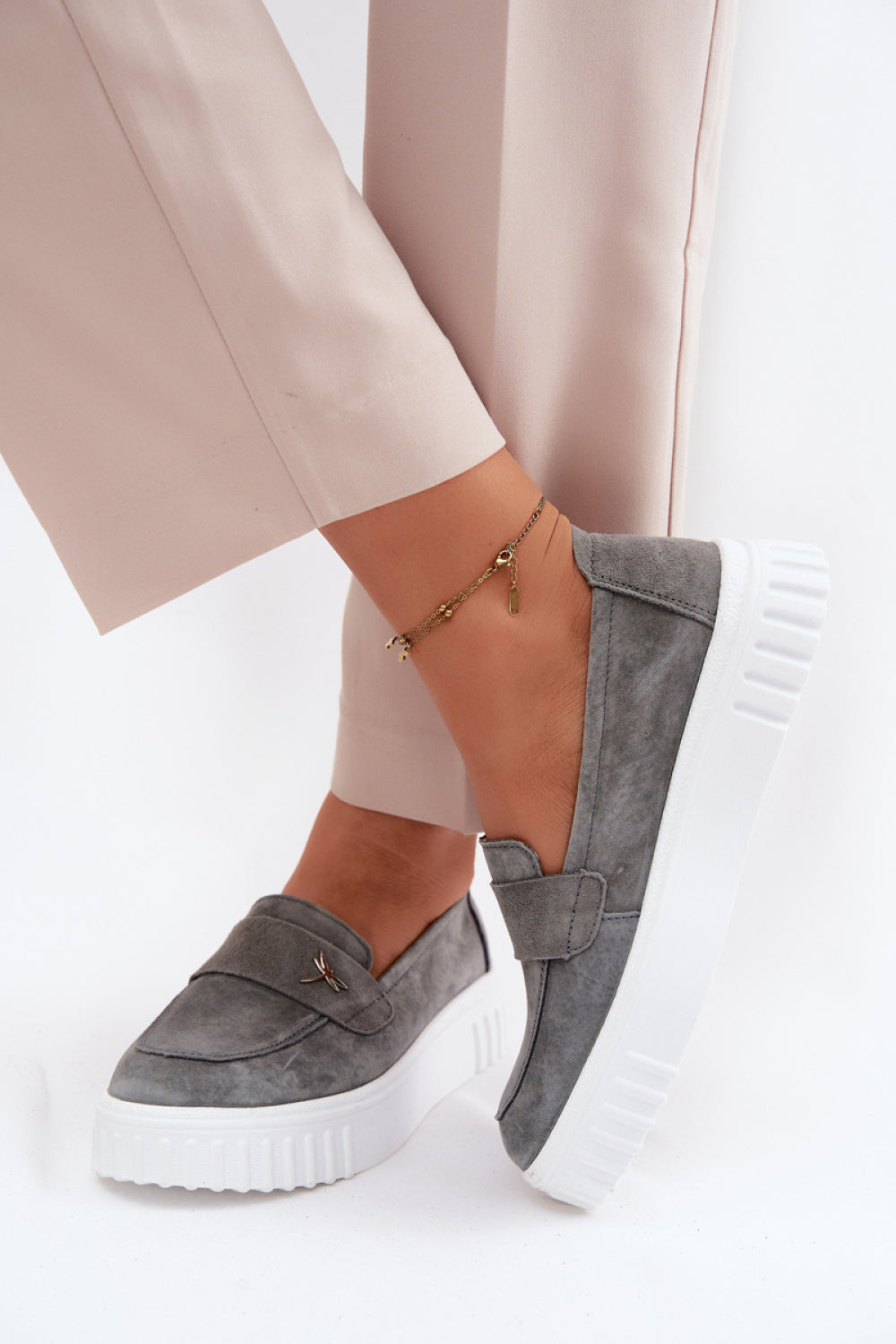 Step In Style Vinceza Dark Grey Suede Platform Shoes - view 3