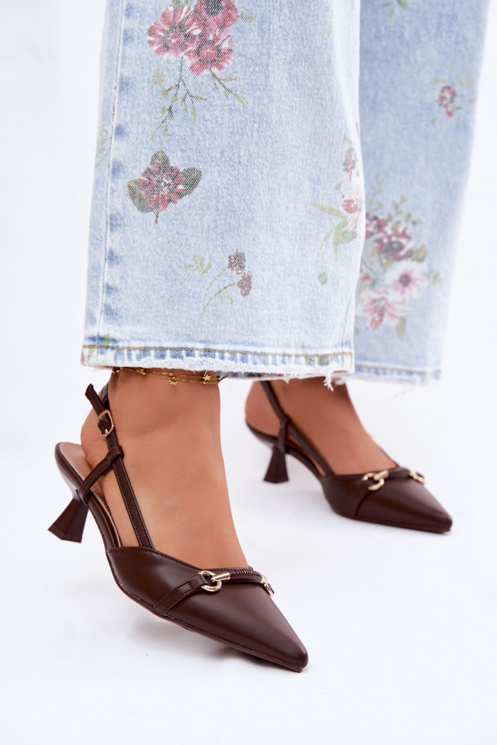 Step In Style Felessa Brown Faux Leather Heeled Sandals