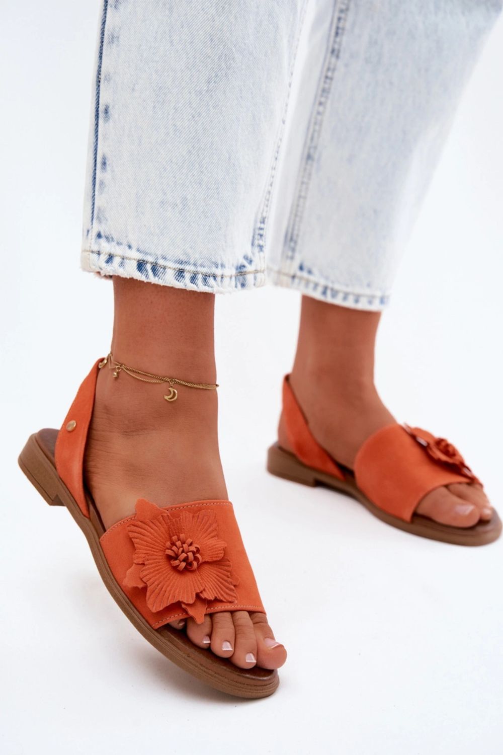 Step In Style Zazoo Orange Suede Sandals - view 4
