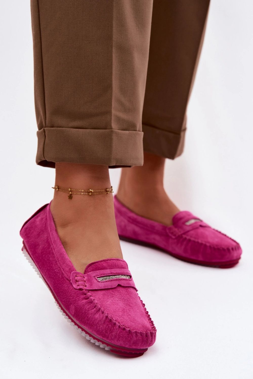 Step In Style Fuchsia Suede Moccasins - view 4