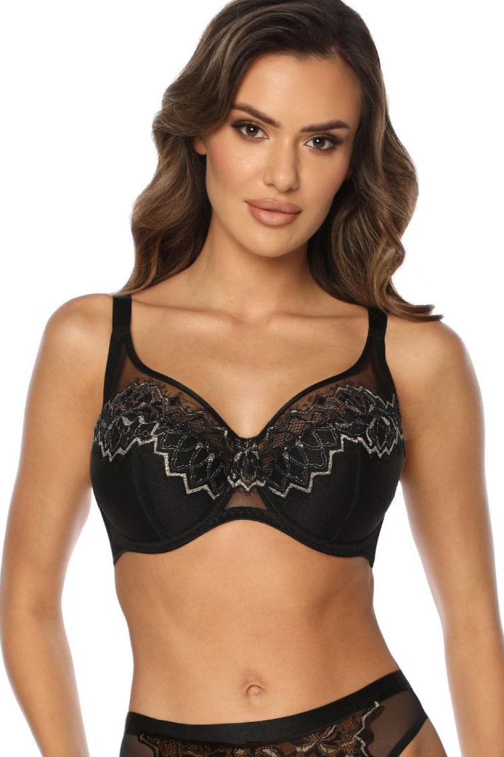 Kinga Shimmer Sophie Black Lace Semi-Soft Bra