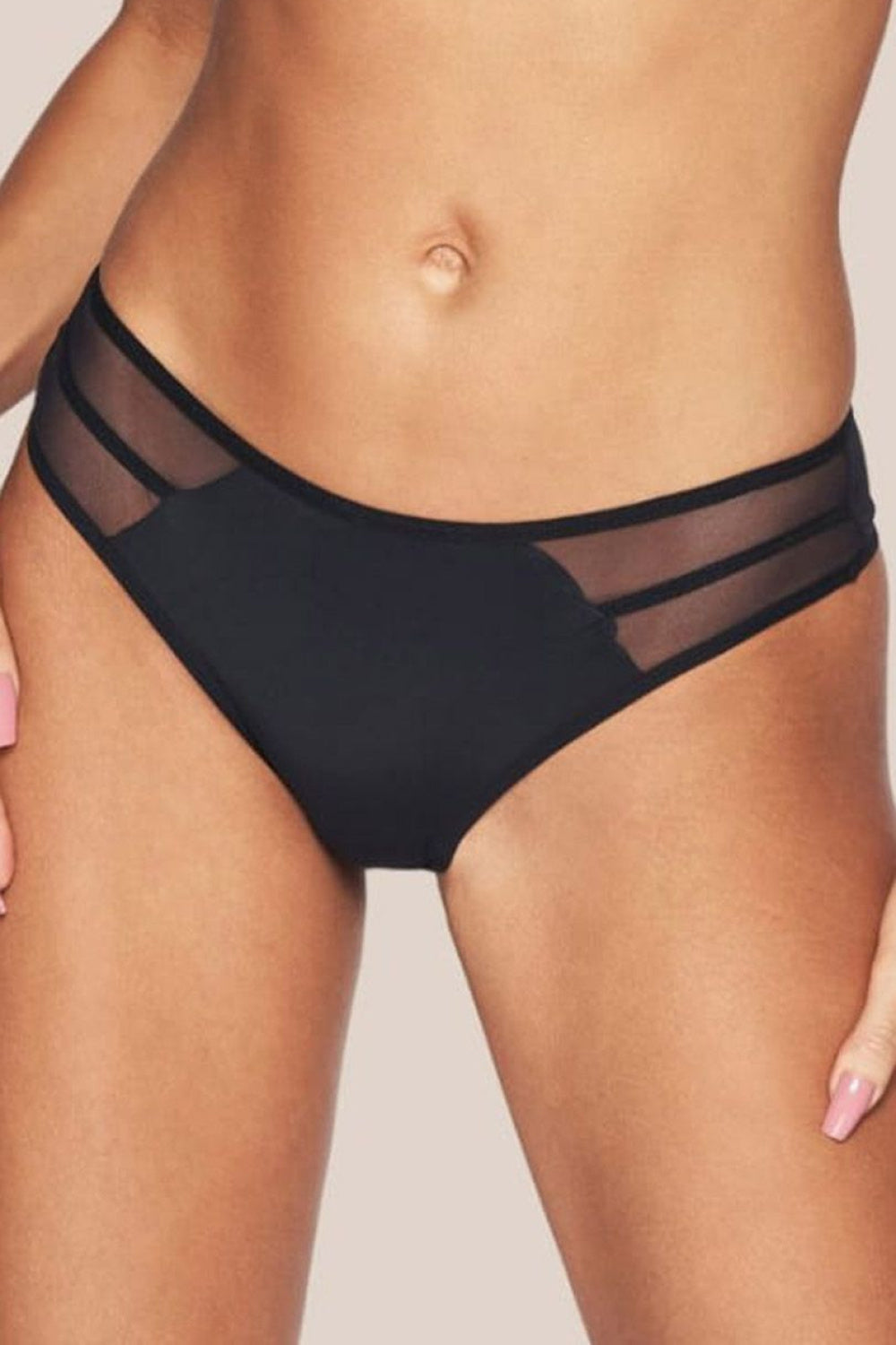 Kinga Sophie Black Mesh Thong