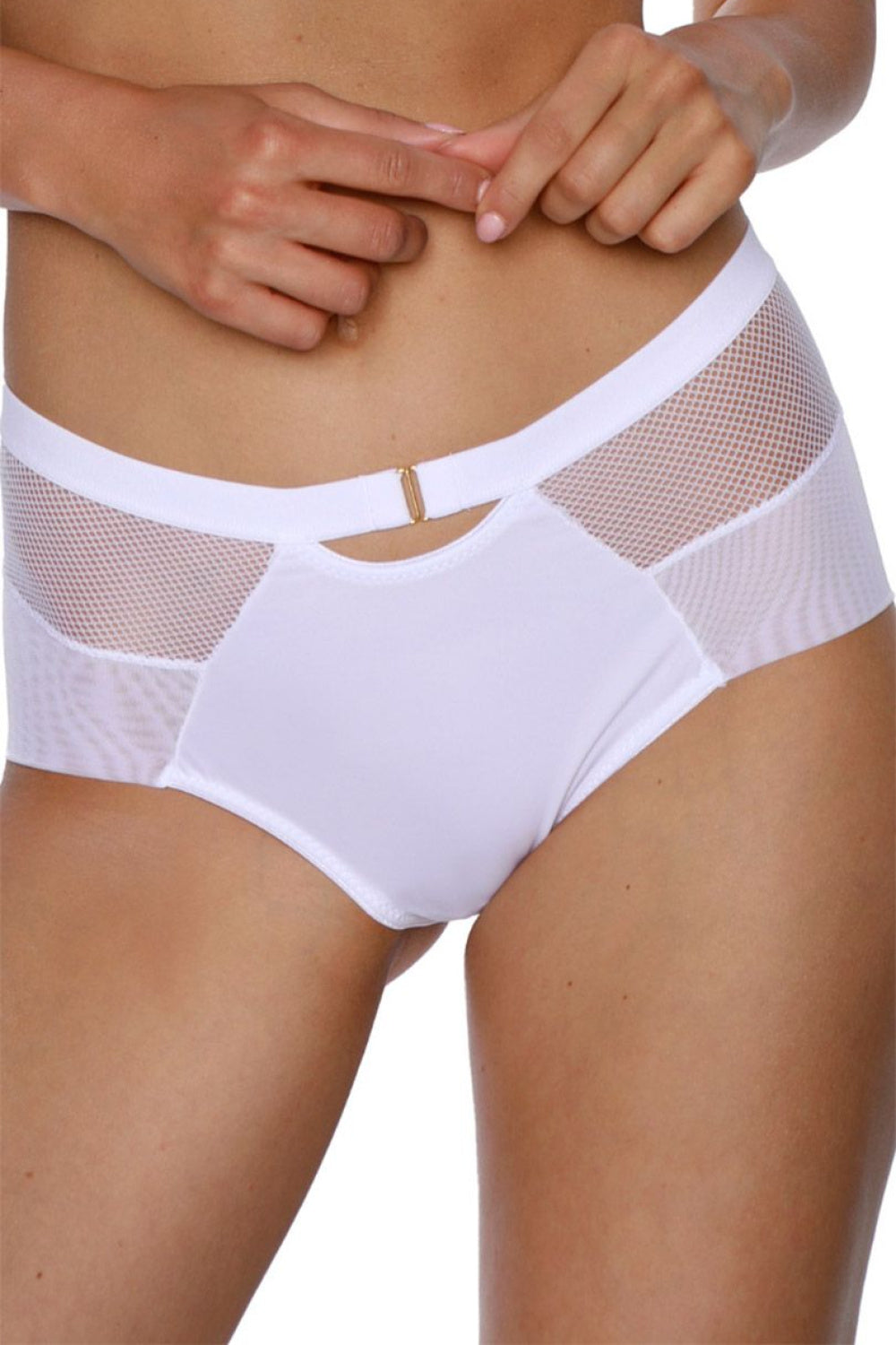 Kinga Lara White Mesh High Waisted Knickers