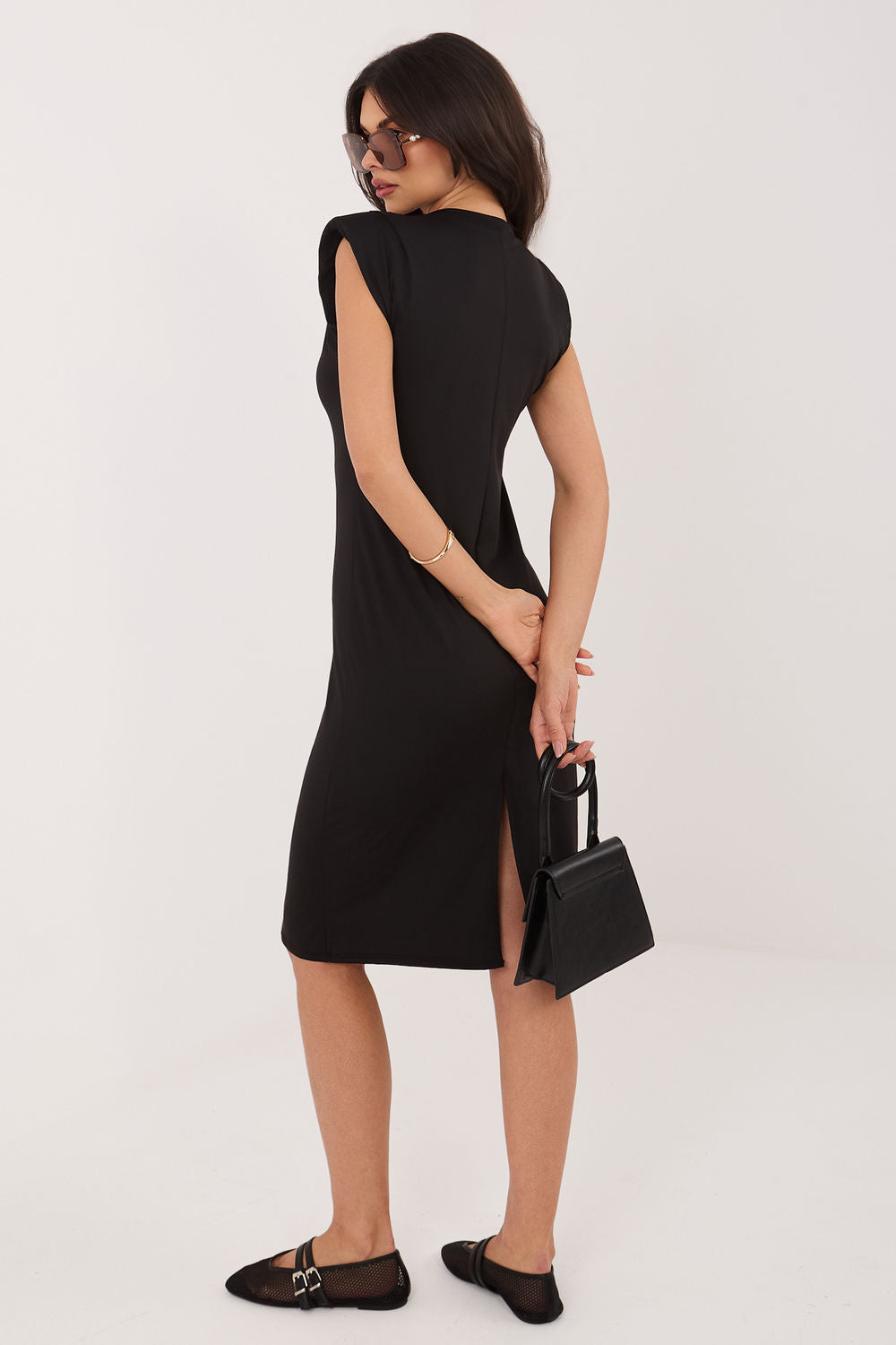 Italy Moda Black Midi Dress - view 3