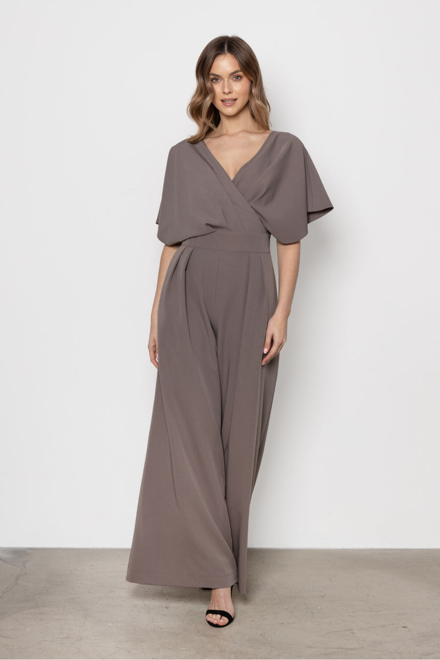 Awama Taupe Wrap Jumpsuit