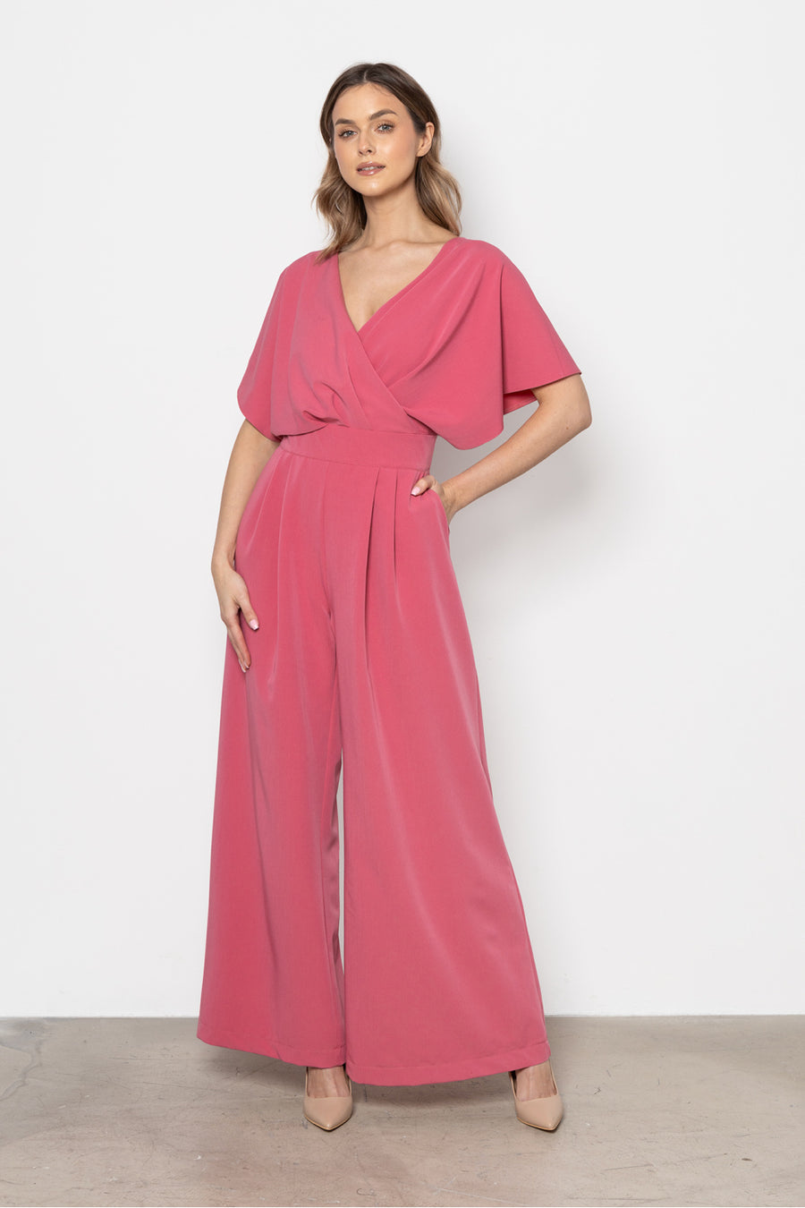 Awama Raspberry Wrap Jumpsuit