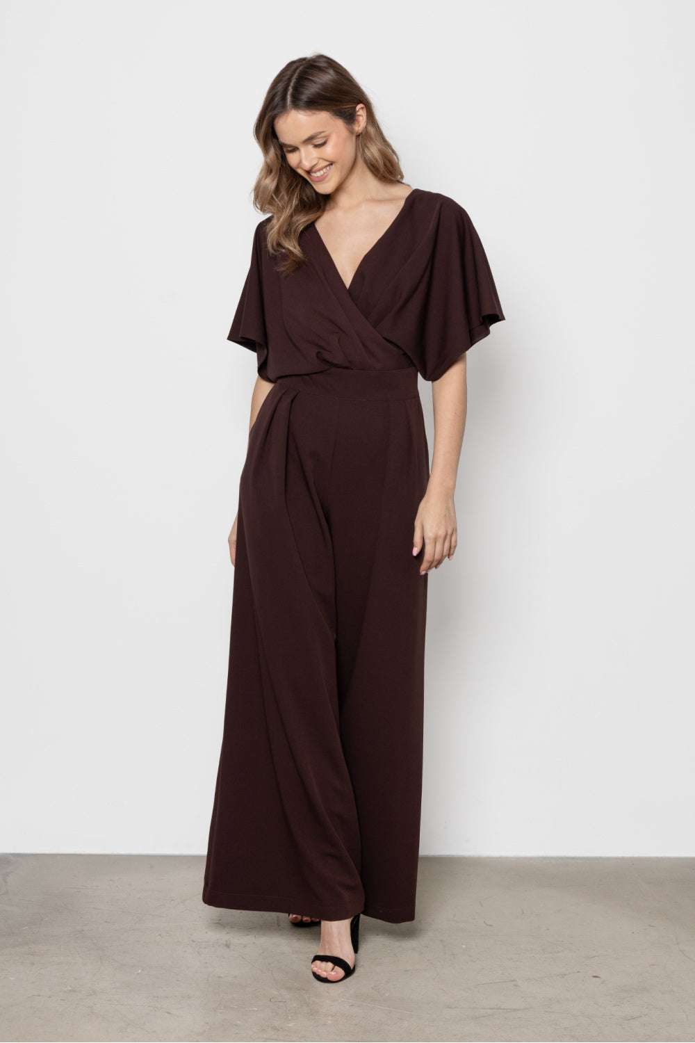 Awama Chocolate Wrap Jumpsuit