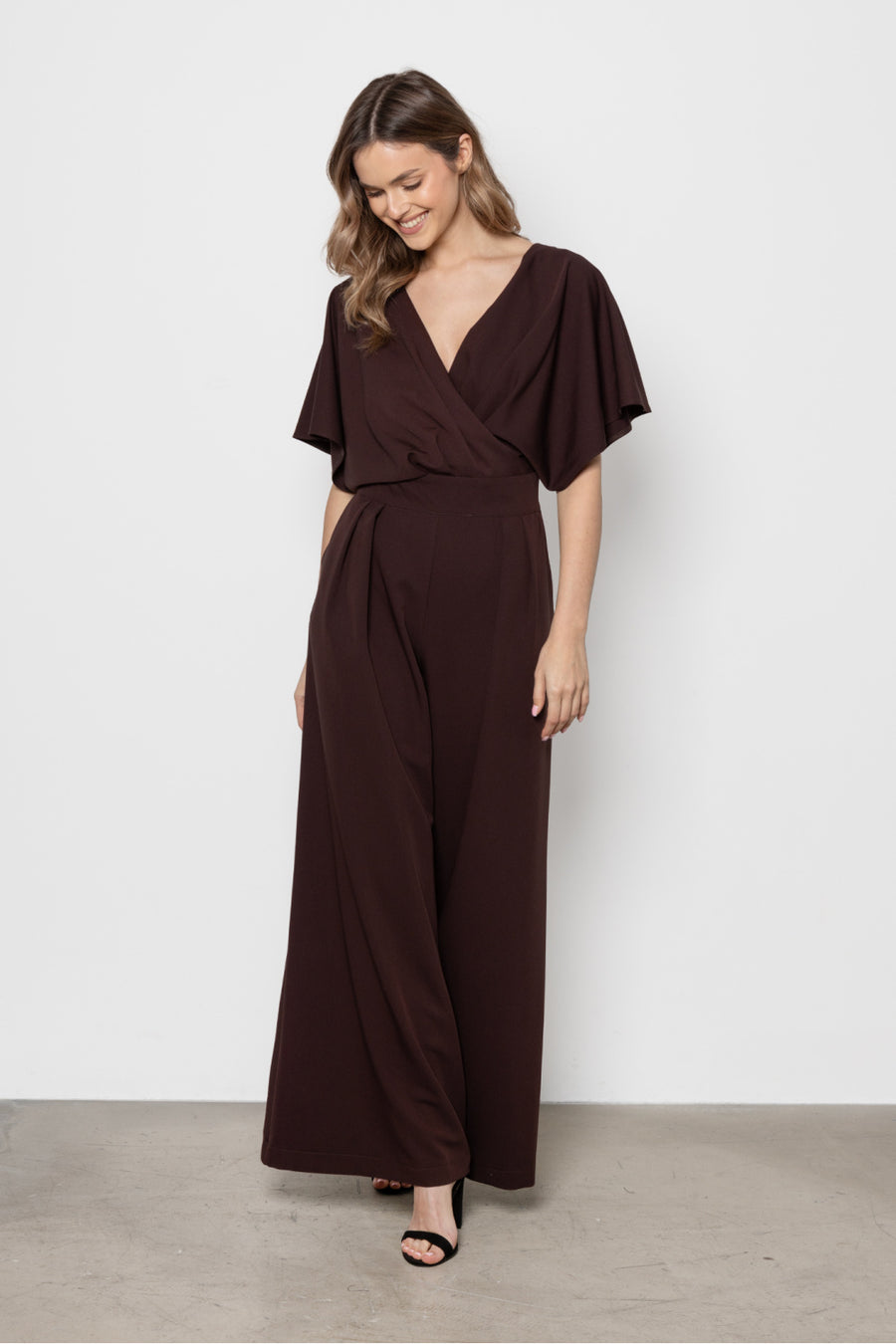 Awama Chocolate Wrap Jumpsuit