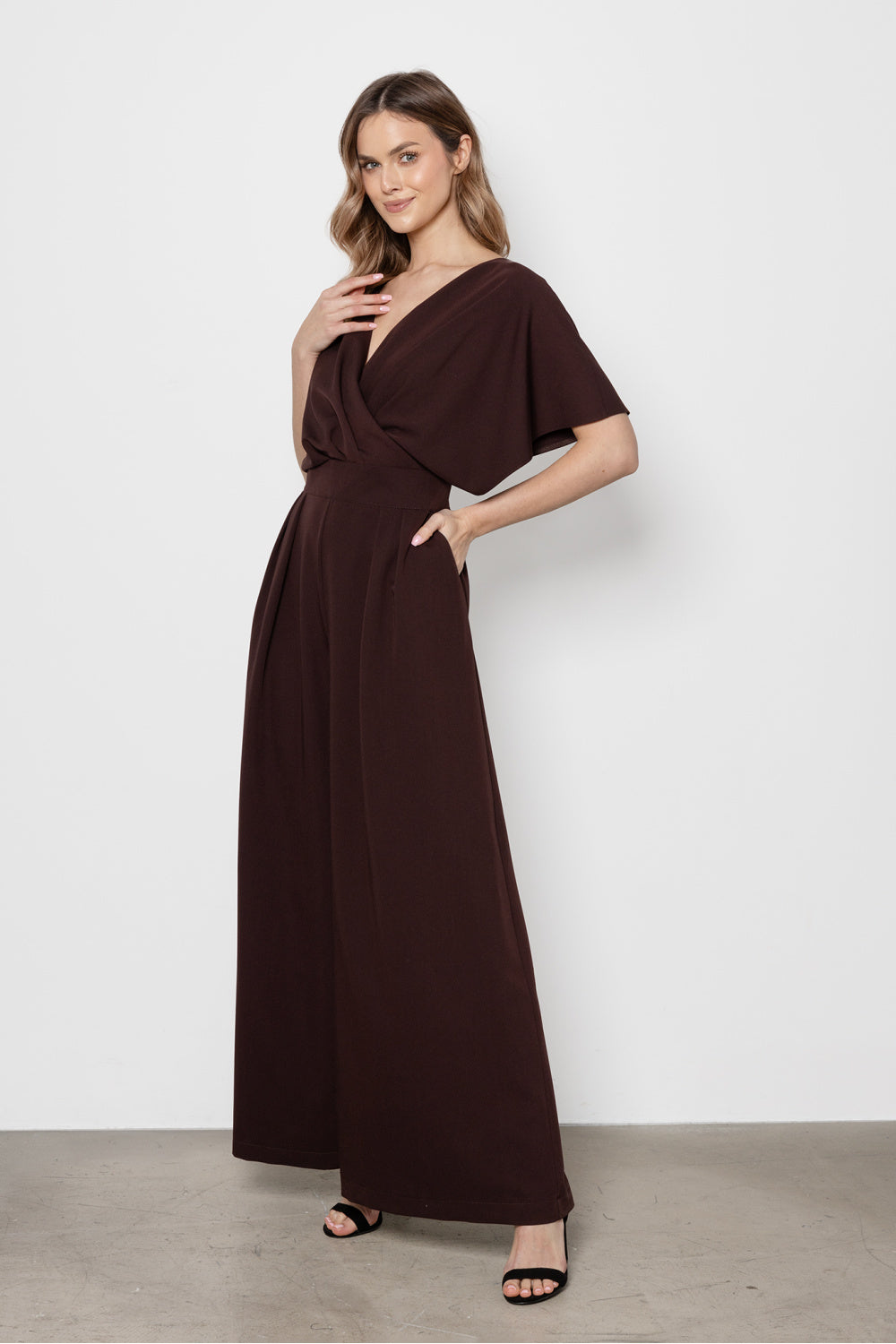 Awama Chocolate Wrap Jumpsuit - view 3