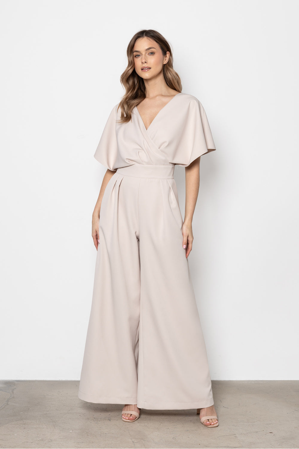 Awama Beige Wrap Jumpsuit