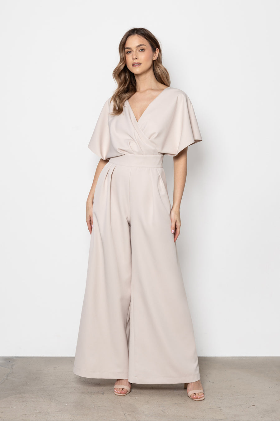 Awama Beige Wrap Jumpsuit