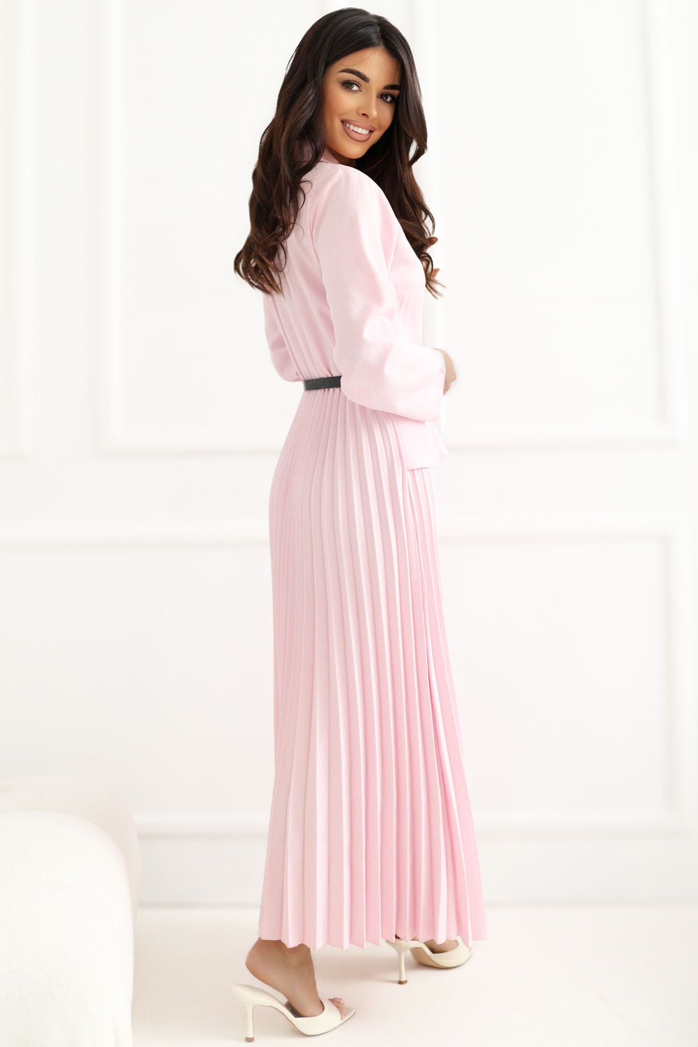 Rue Paris Light Pink Maxi Pleated Dress - view 3