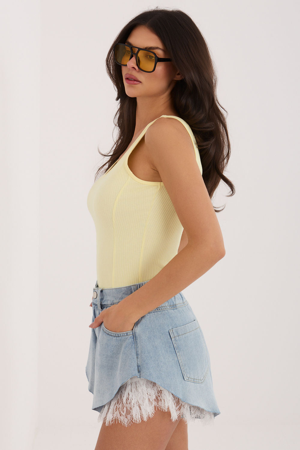 Rue Paris Light Yellow Cotton Cami Top - view 2