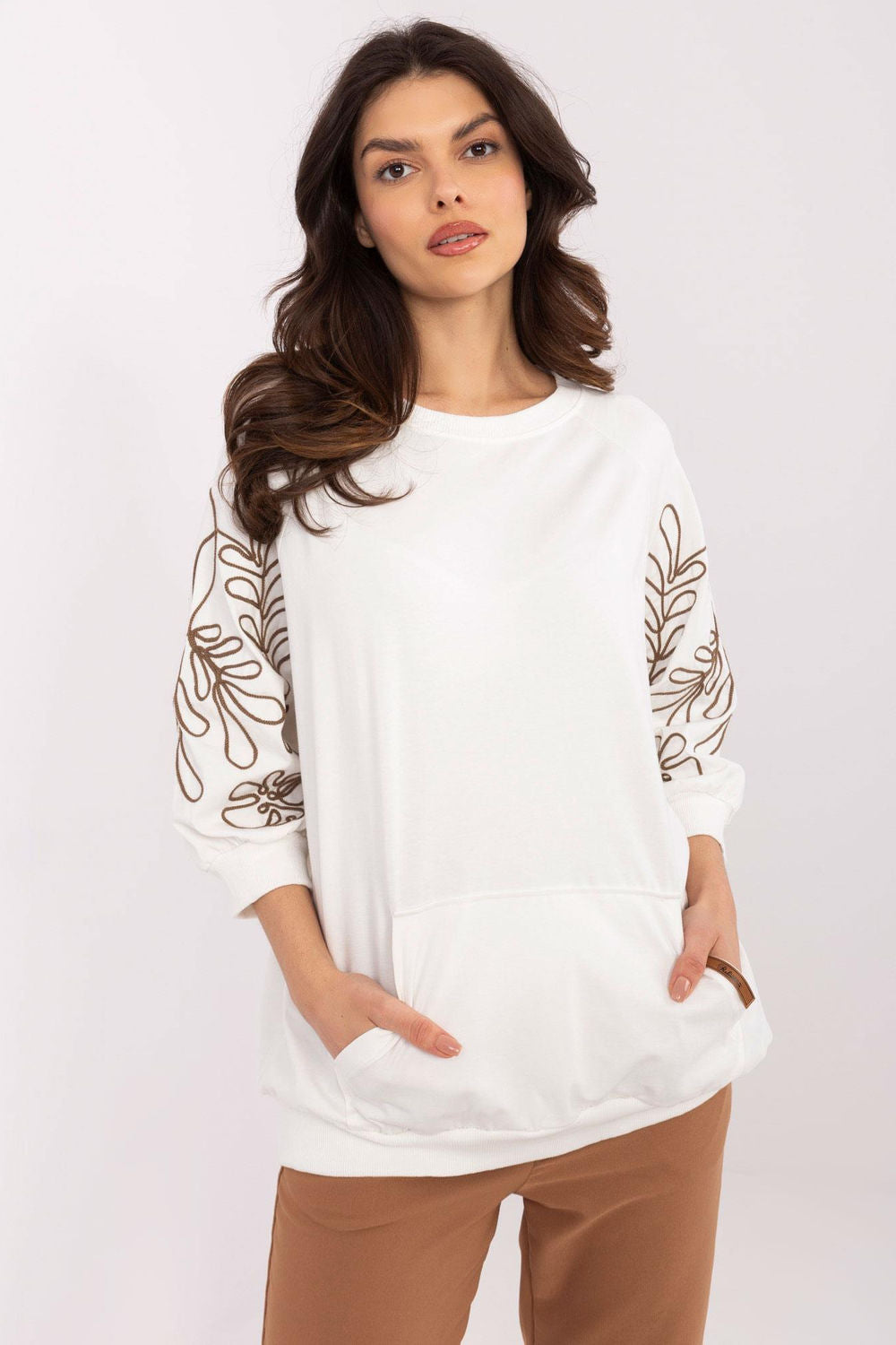 Rue Paris Ecru Cotton Sweatshirt