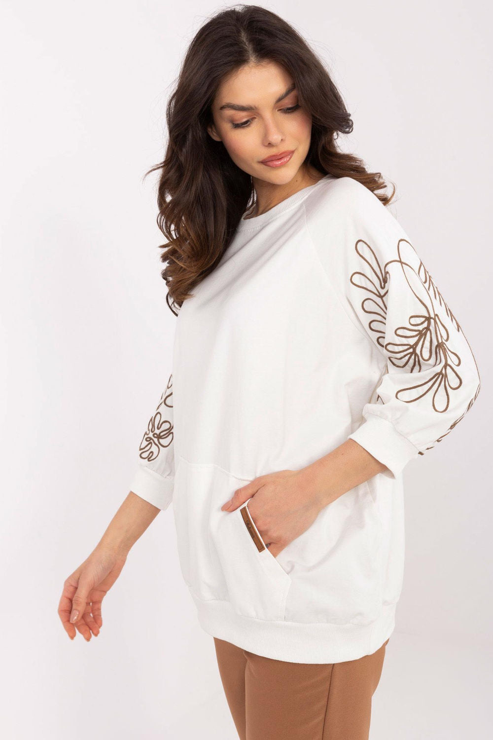 Rue Paris Ecru Cotton Sweatshirt - view 2