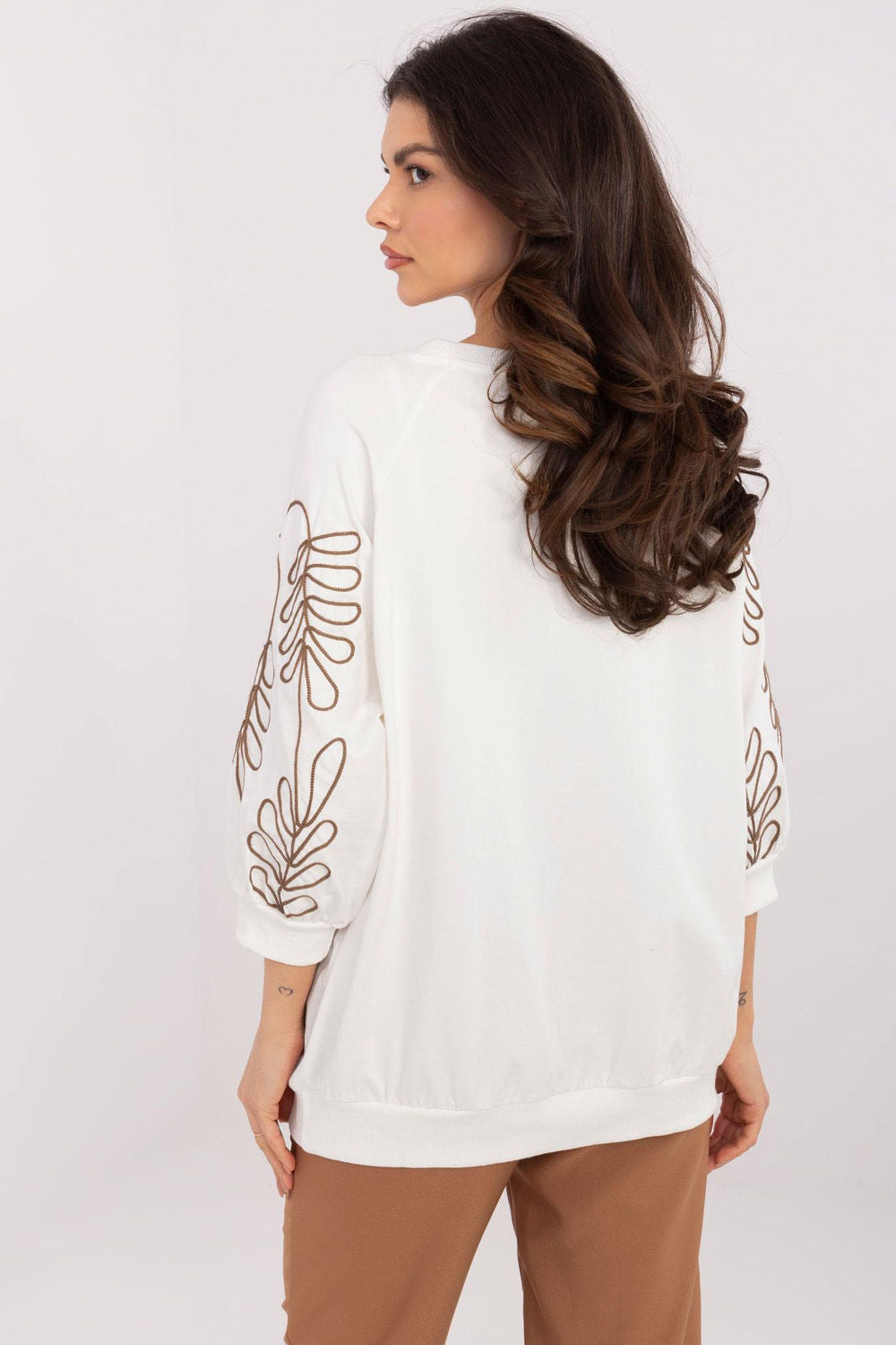 Rue Paris Ecru Cotton Sweatshirt - view 3
