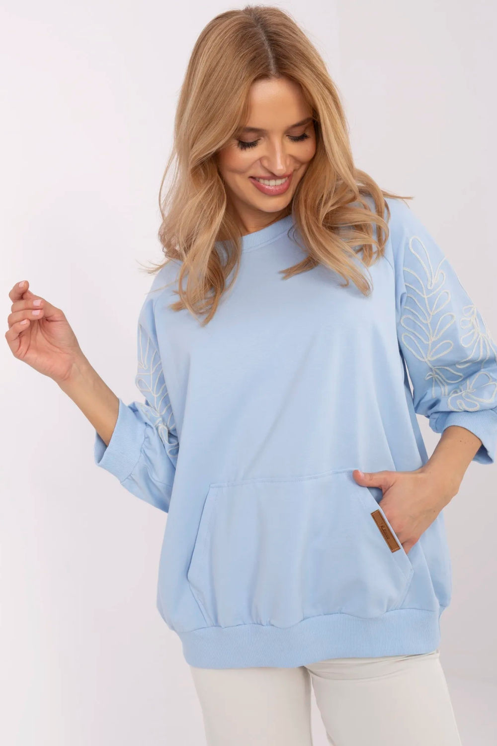 Rue Paris Light Blue Cotton Sweatshirt