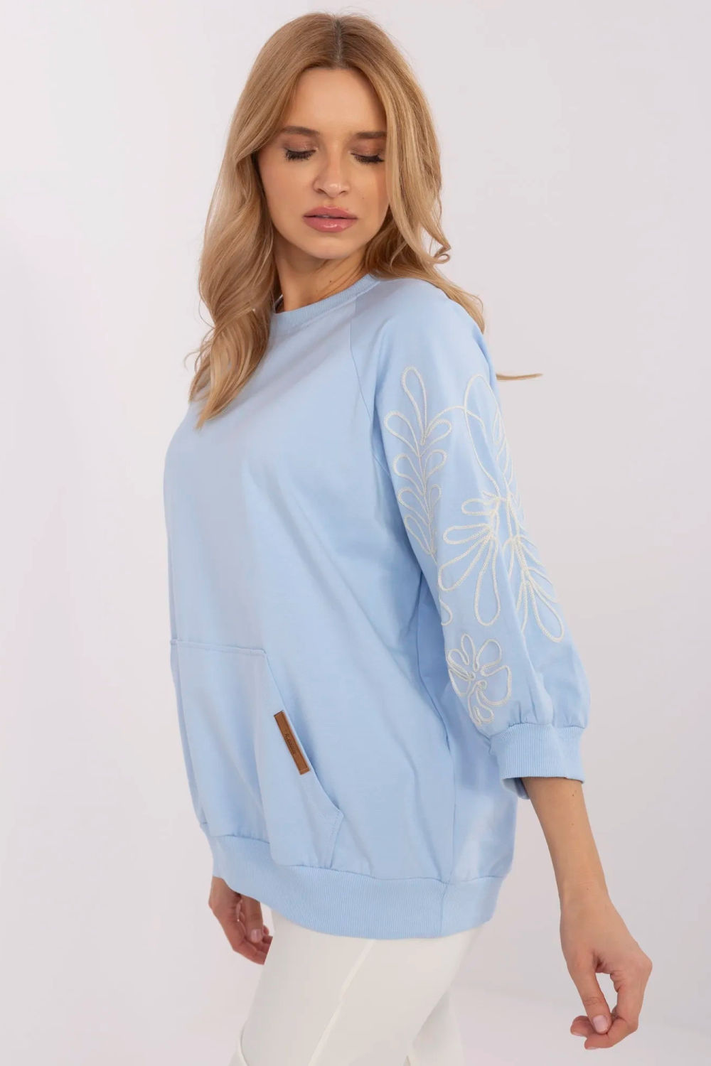 Rue Paris Light Blue Cotton Sweatshirt - view 2