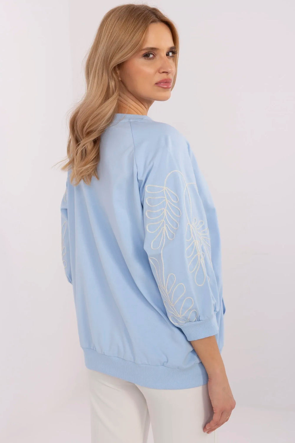 Rue Paris Light Blue Cotton Sweatshirt - view 3