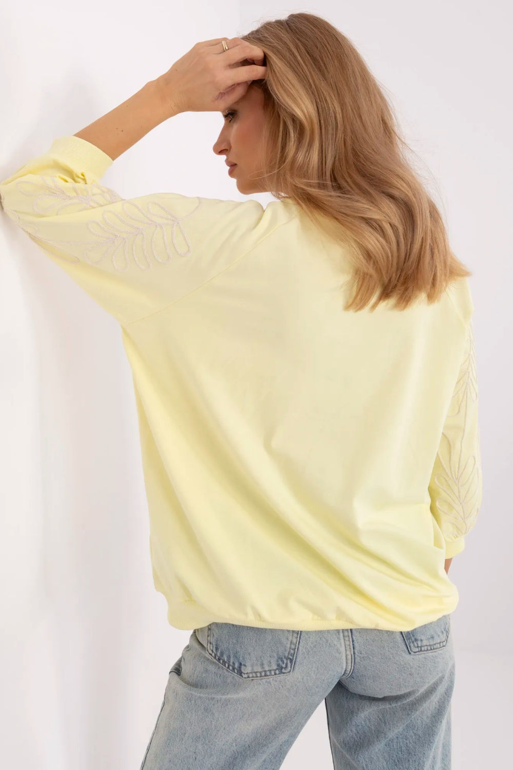Rue Paris Light Yellow Cotton Sweatshirt - view 3