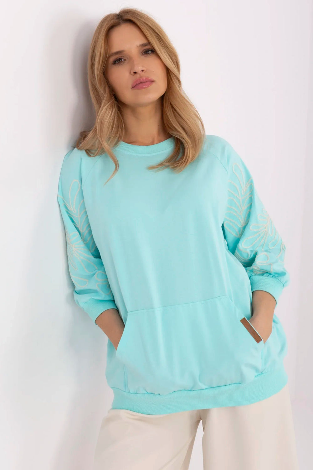 Rue Paris Mint Cotton Sweatshirt