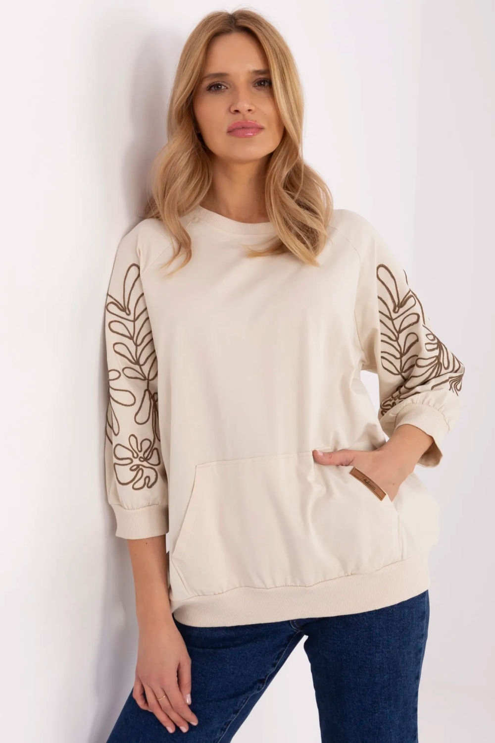 Rue Paris Light Beige Cotton Sweatshirt