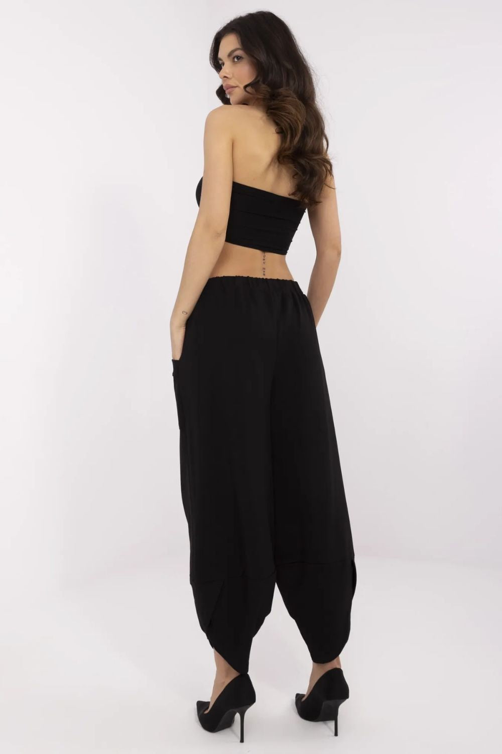 Rue Paris Black Cotton Joggers - view 3