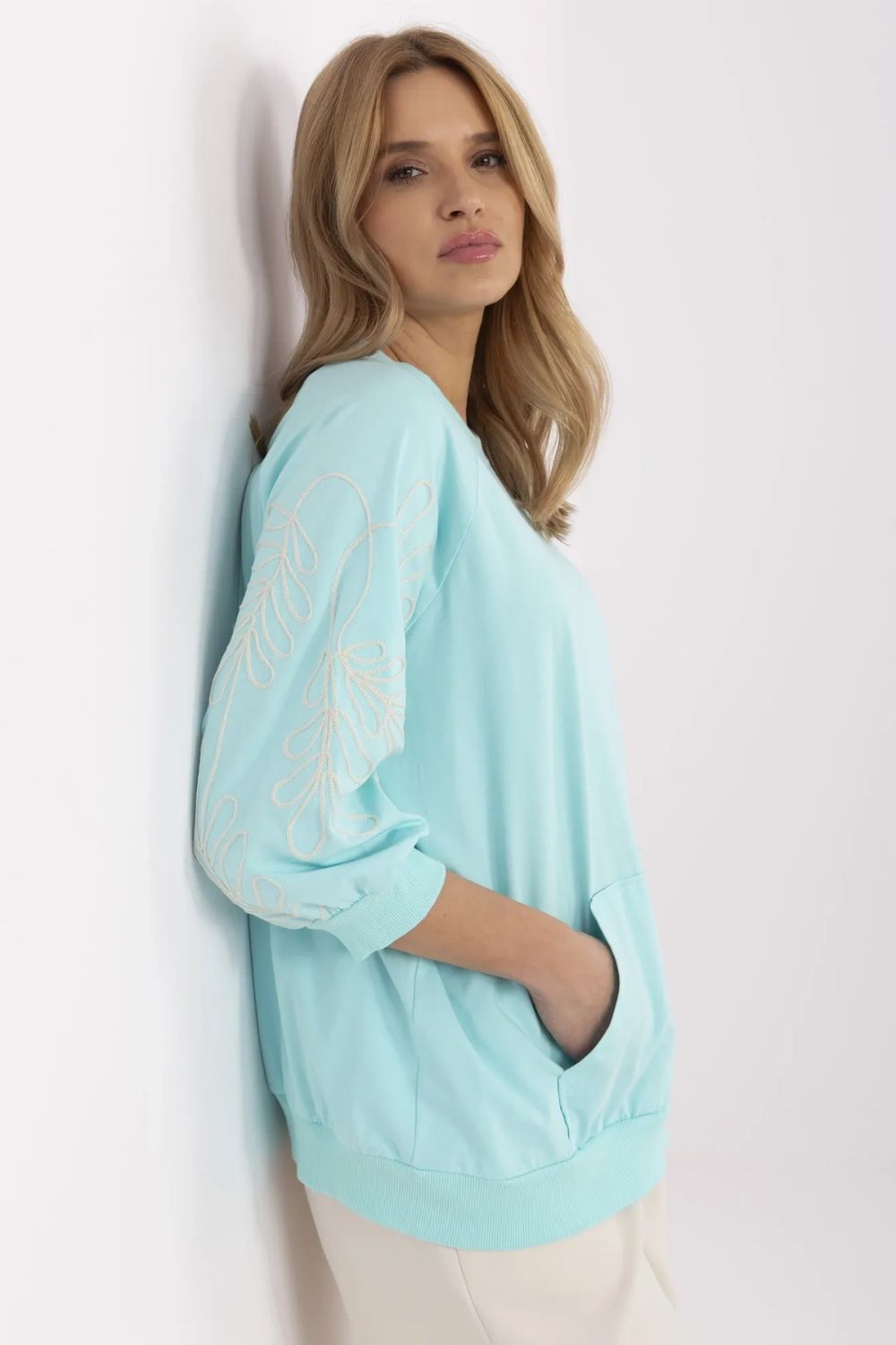 Rue Paris Mint Cotton Sweatshirt - view 3