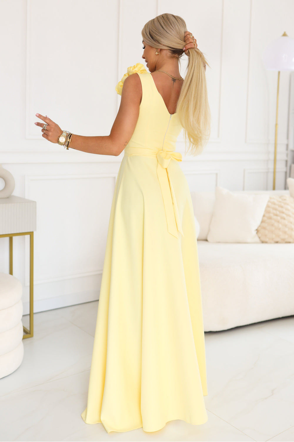 Numoco Yellow Flared Maxi Dress - view 2