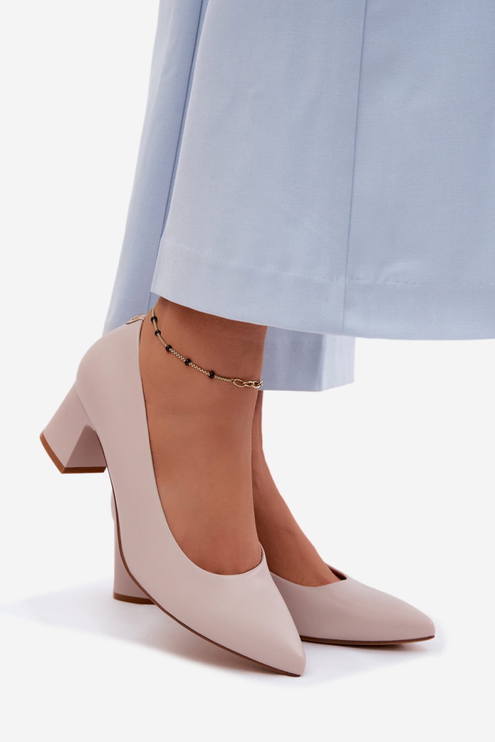 Step In Style Sergio Leone Grey Block Heel Court Shoes