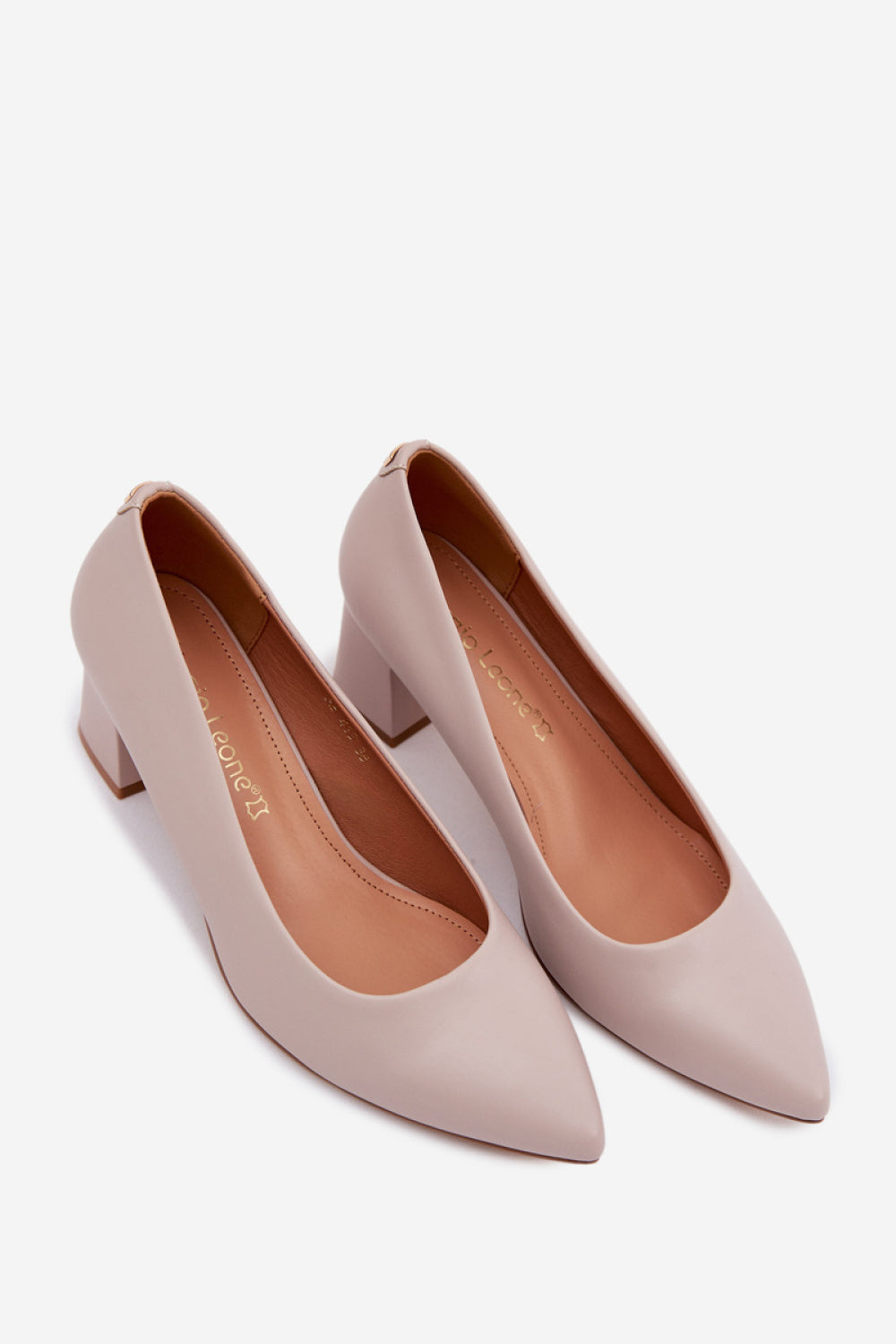 Step In Style Sergio Leone Grey Block Heel Court Shoes - view 2