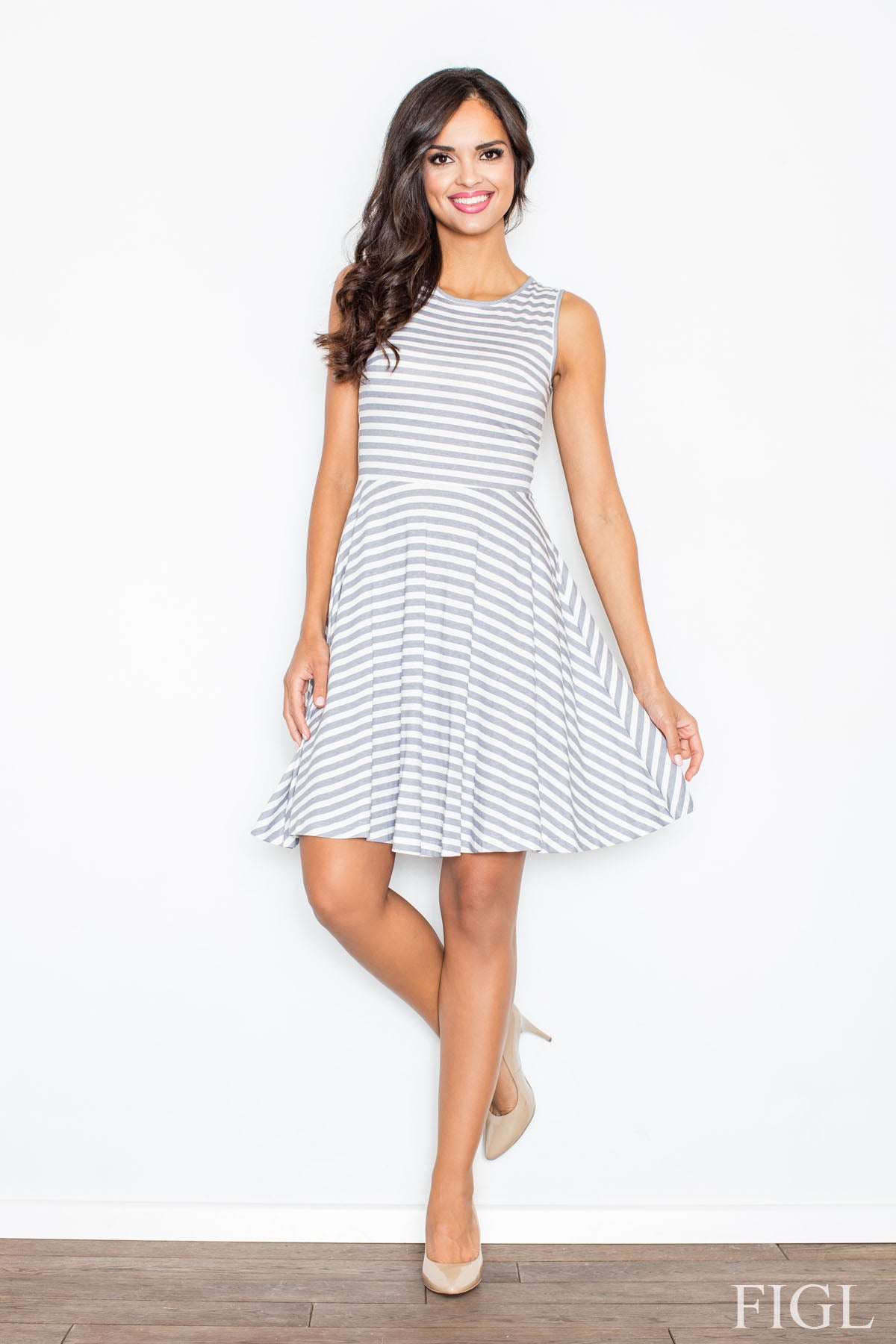 Figl Grey Striped Bodycon Dress