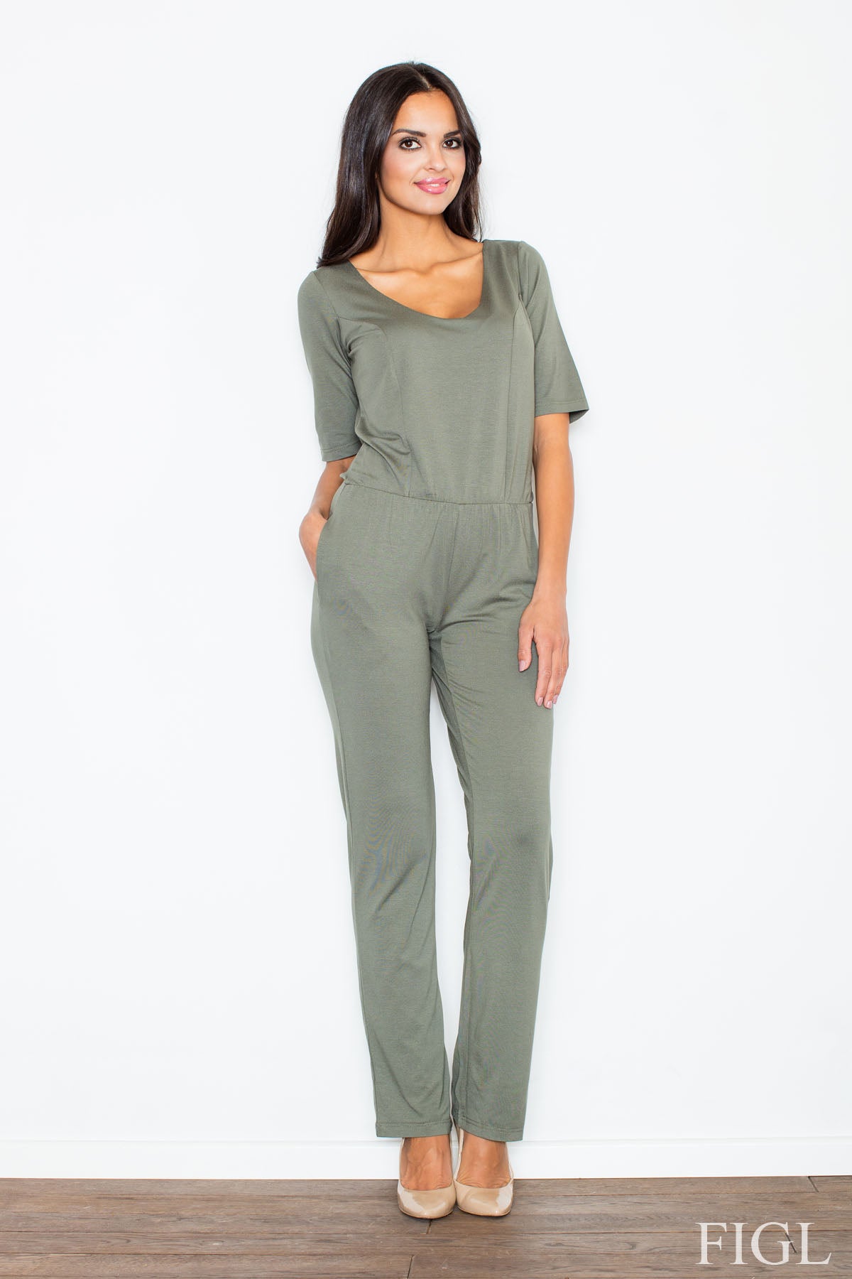 Figl Green Viscose Jumpsuit