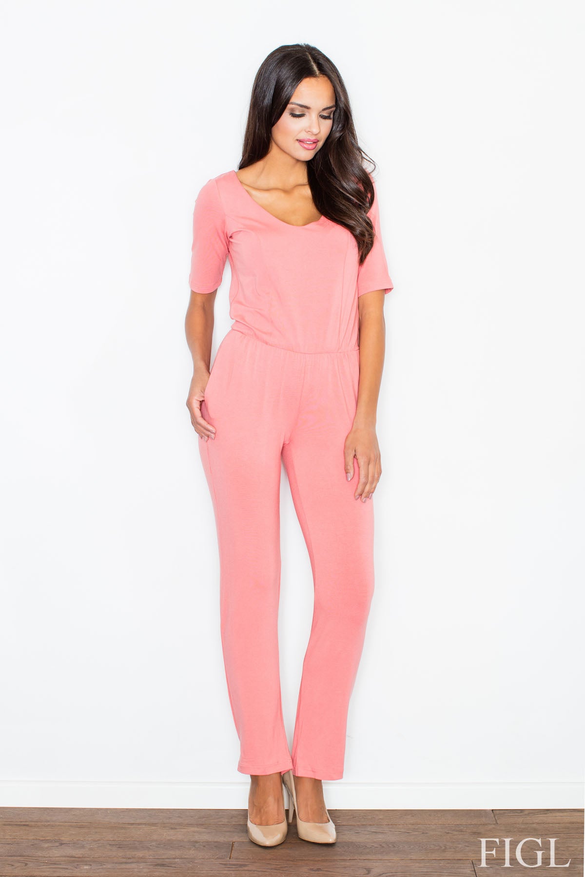 Figl Pink Viscose Jumpsuit