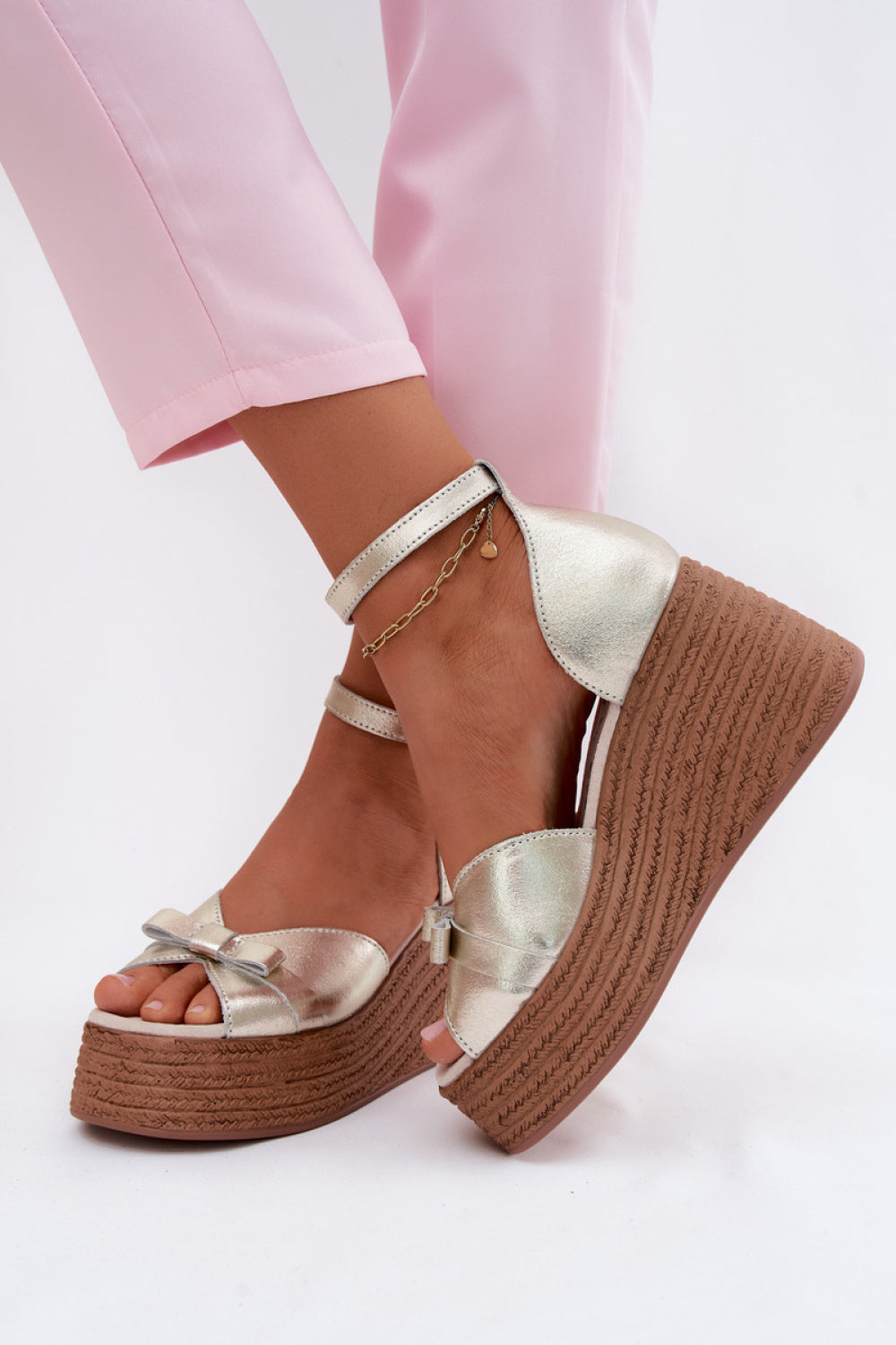 Step In Style Ashen Gold Wedge Sandals - view 3