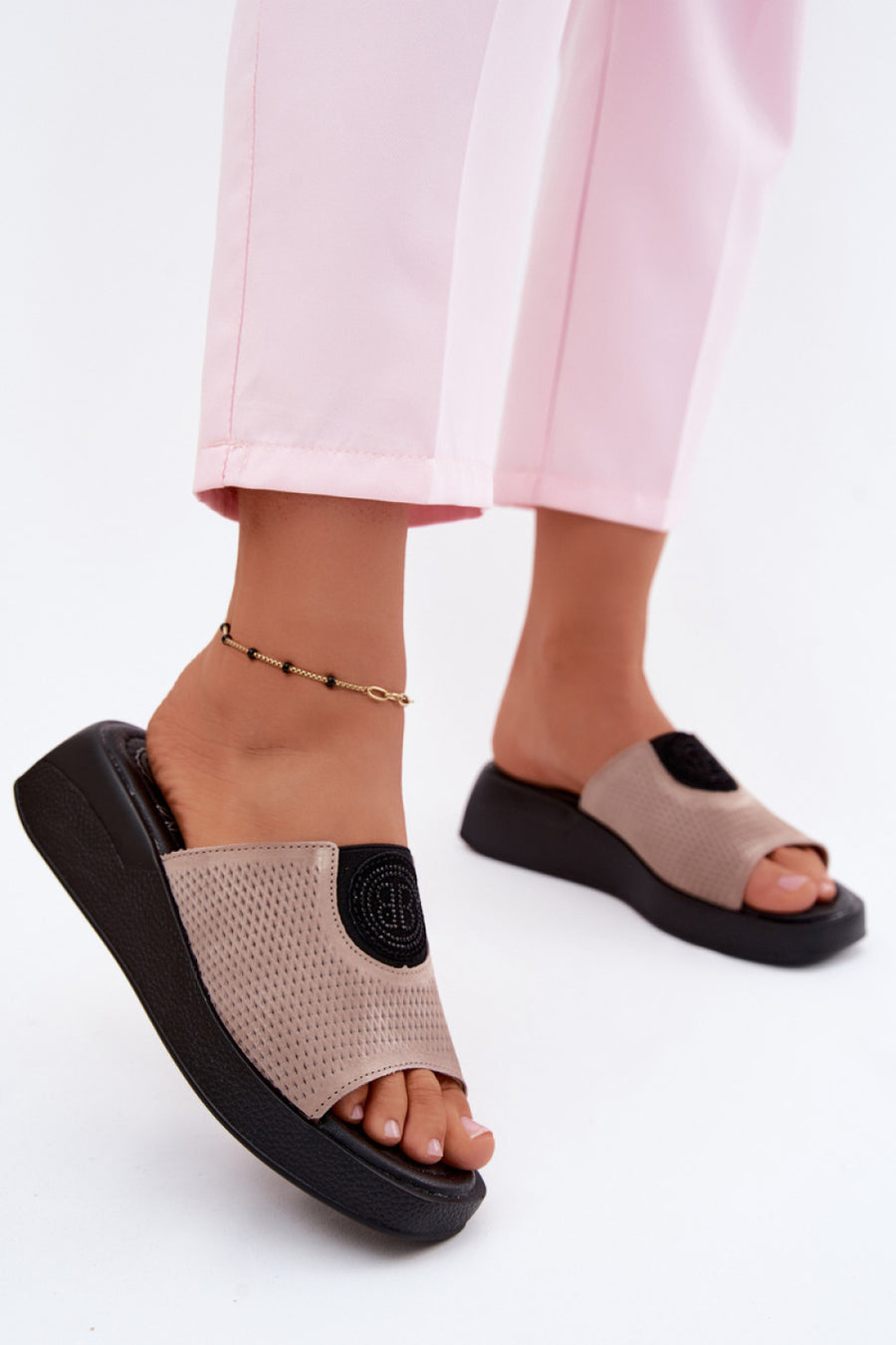 Step In Style Fablee Dark Beige Wedge Sandals