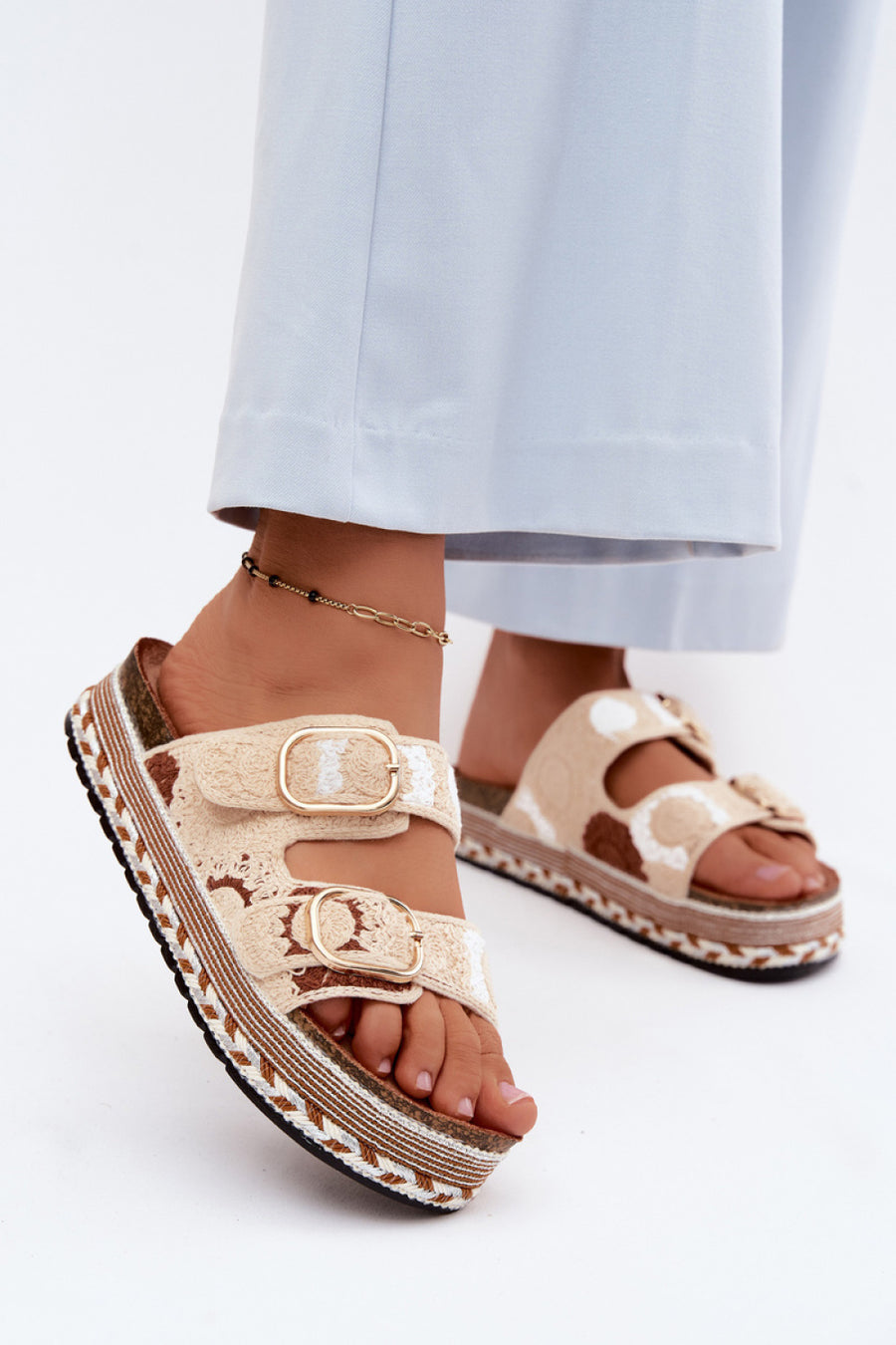 Step In Style Glimma Beige Platform Sandals