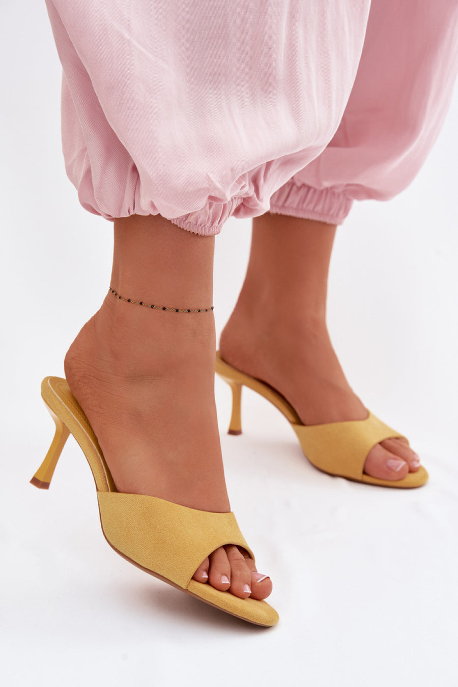 Step In Style Melissea Yellow Suede Heeled Sandals