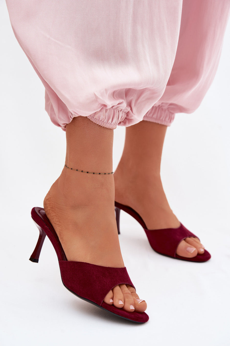 Step In Style Melissea Burgundy Suede Heeled Sandals