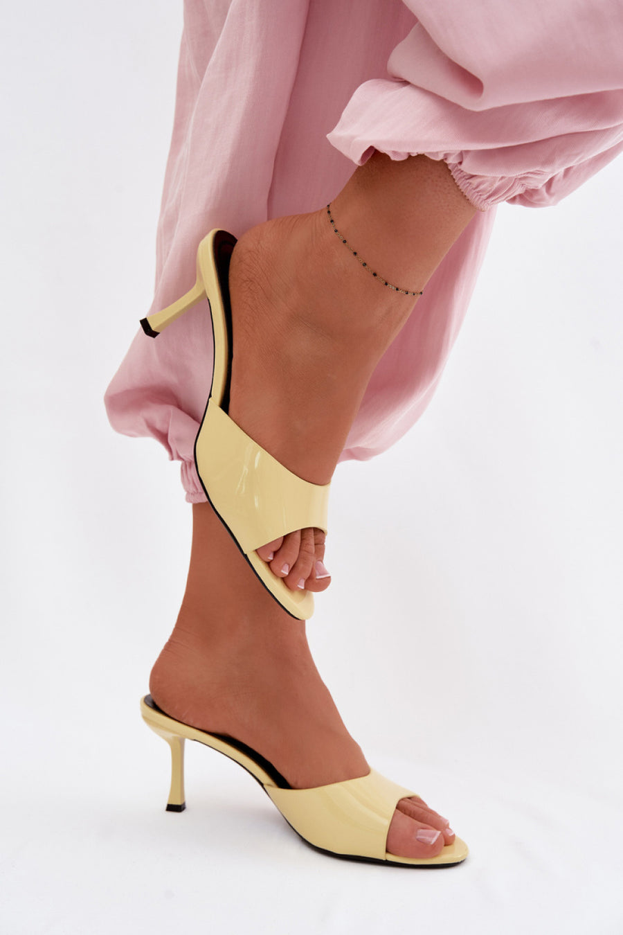 Step In Style Melissea Yellow Patent Heeled Sandals