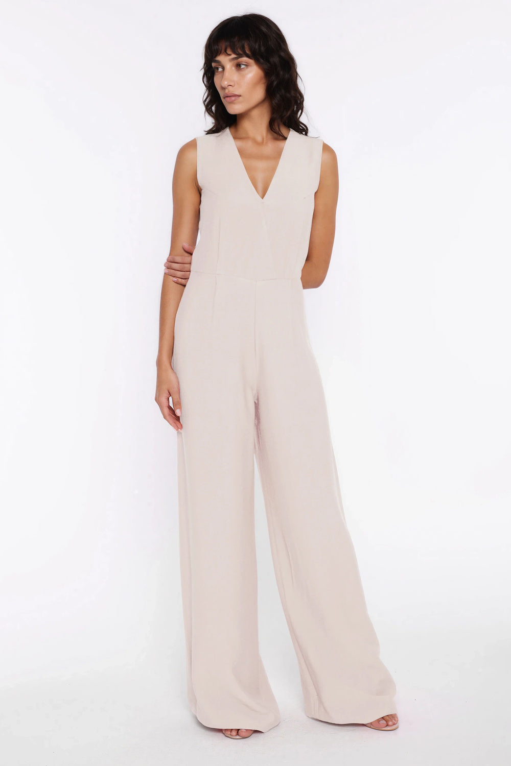 Nife Beige Rayon Jumpsuit