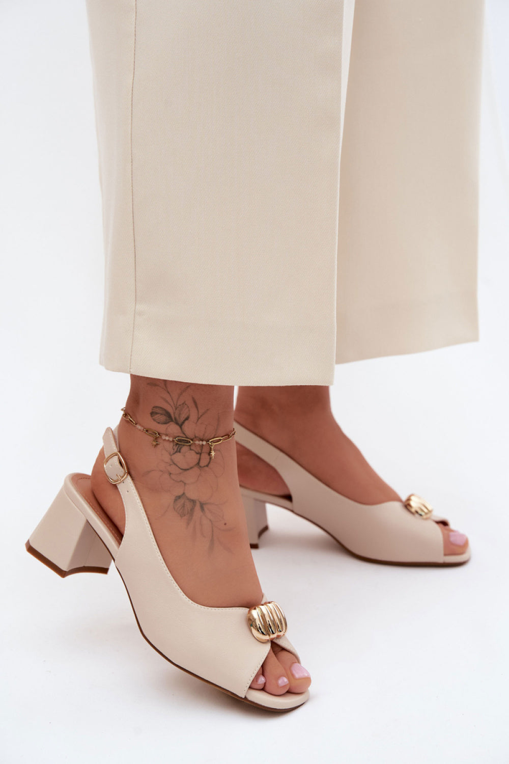 Step In Style Sergio Leone Beige Heeled Sandals