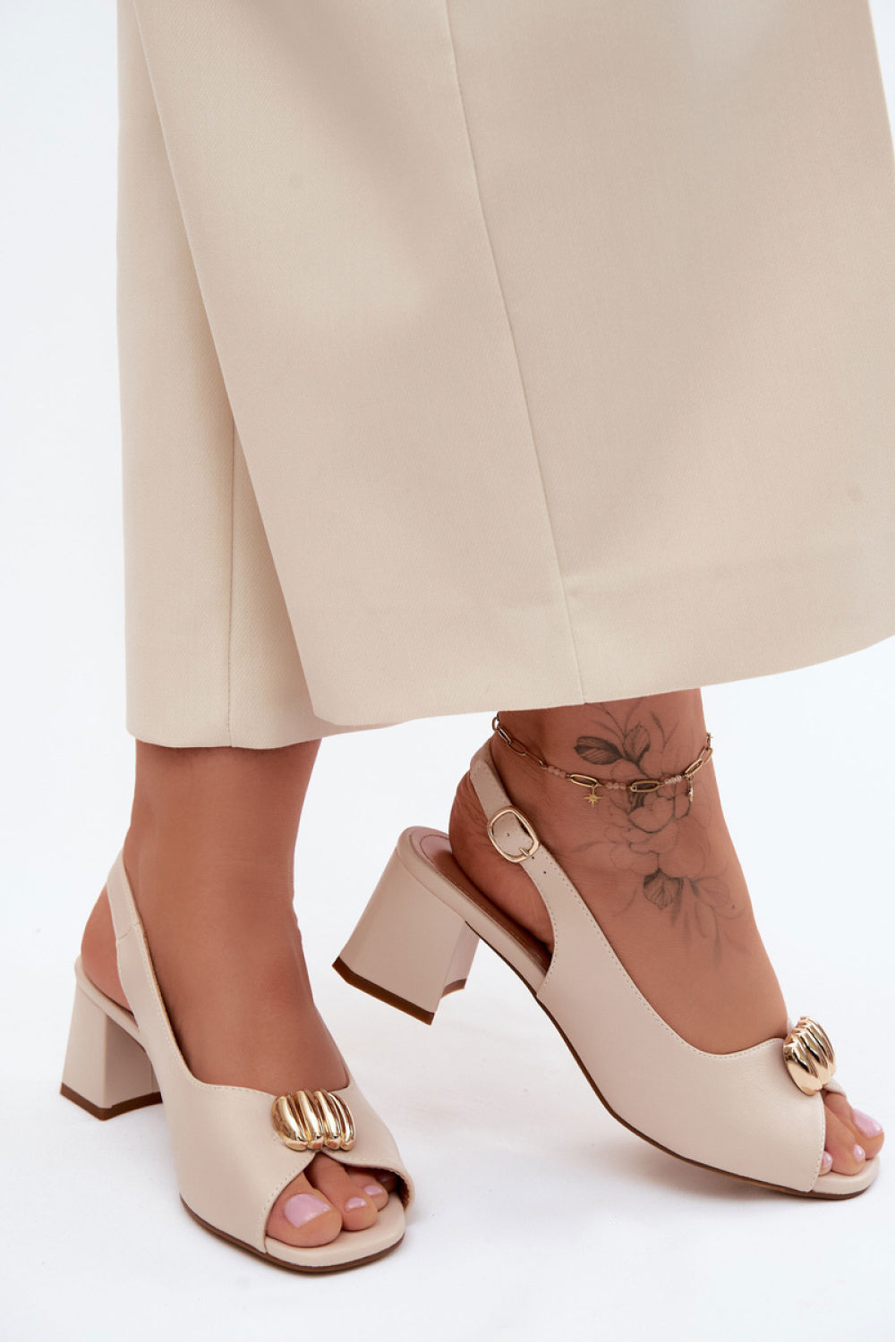 Step In Style Sergio Leone Beige Heeled Sandals - view 3