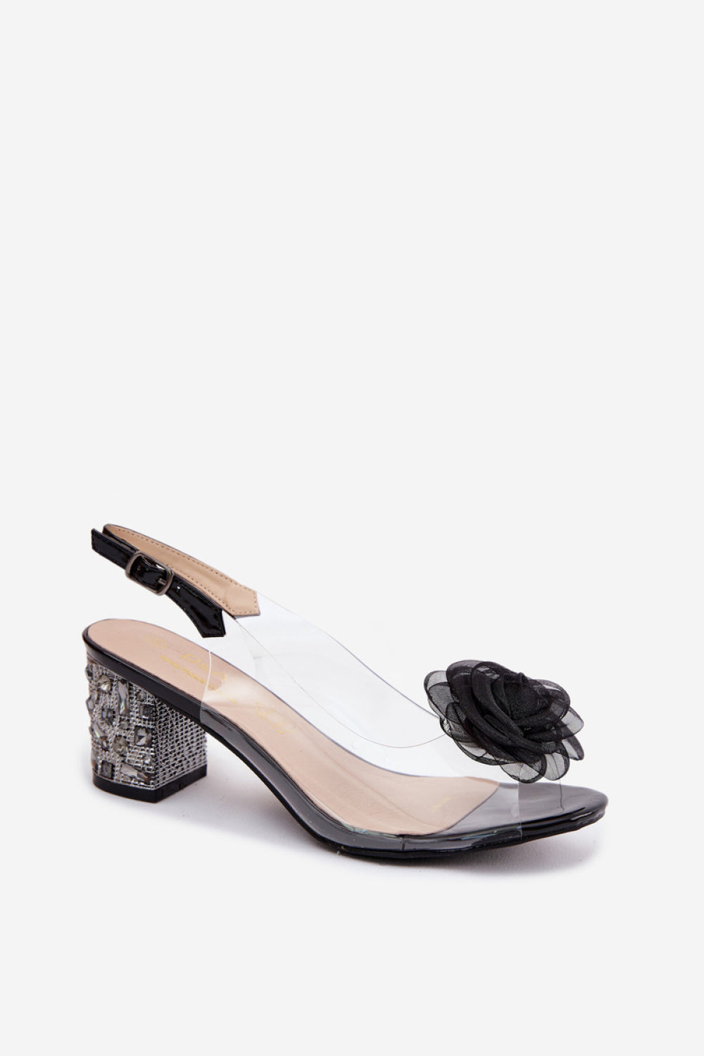 Step In Style Black Heeled Sandals - view 2