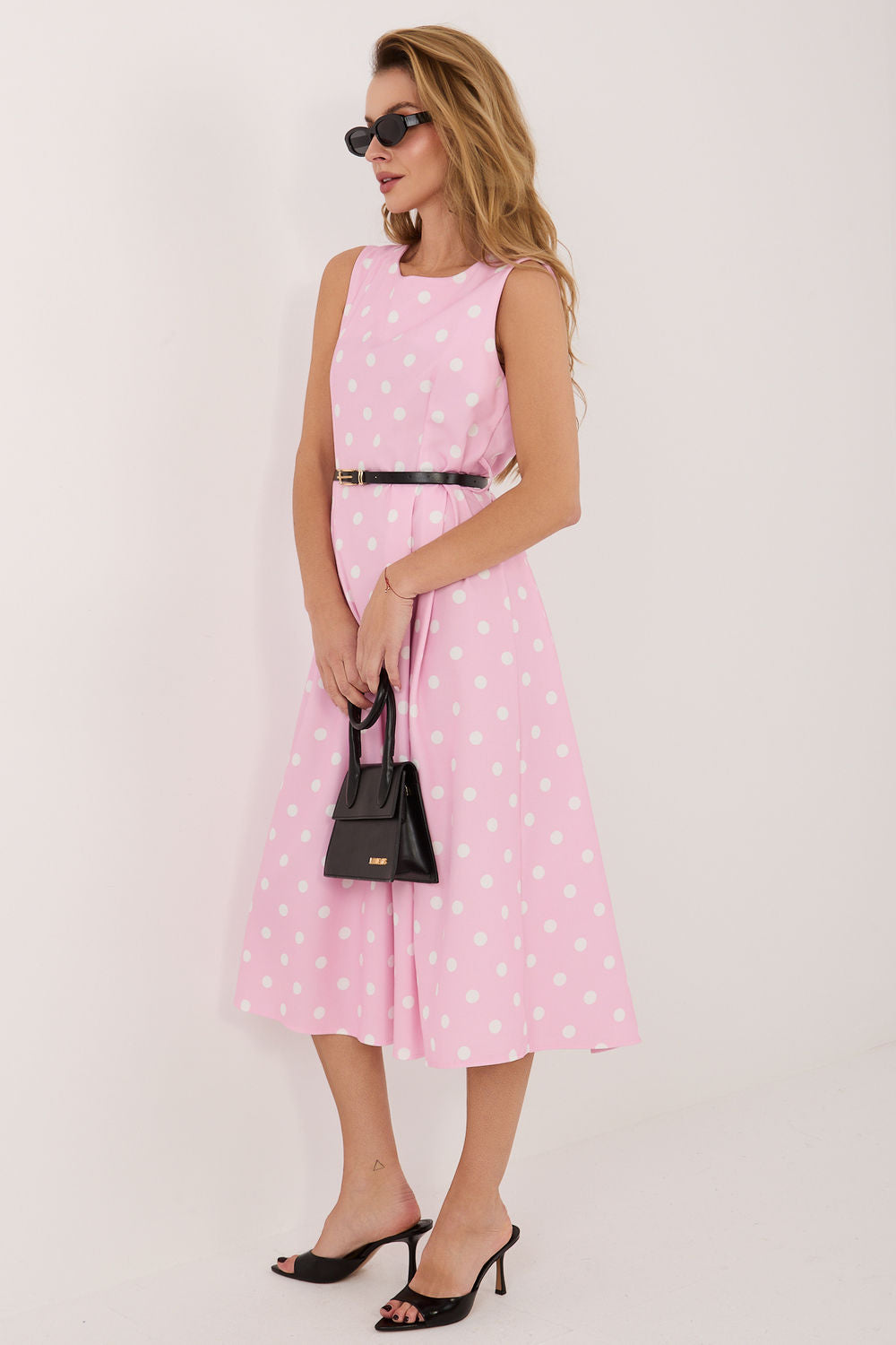 Italy Moda Light Pink Midi Polka Dot Dress - view 2