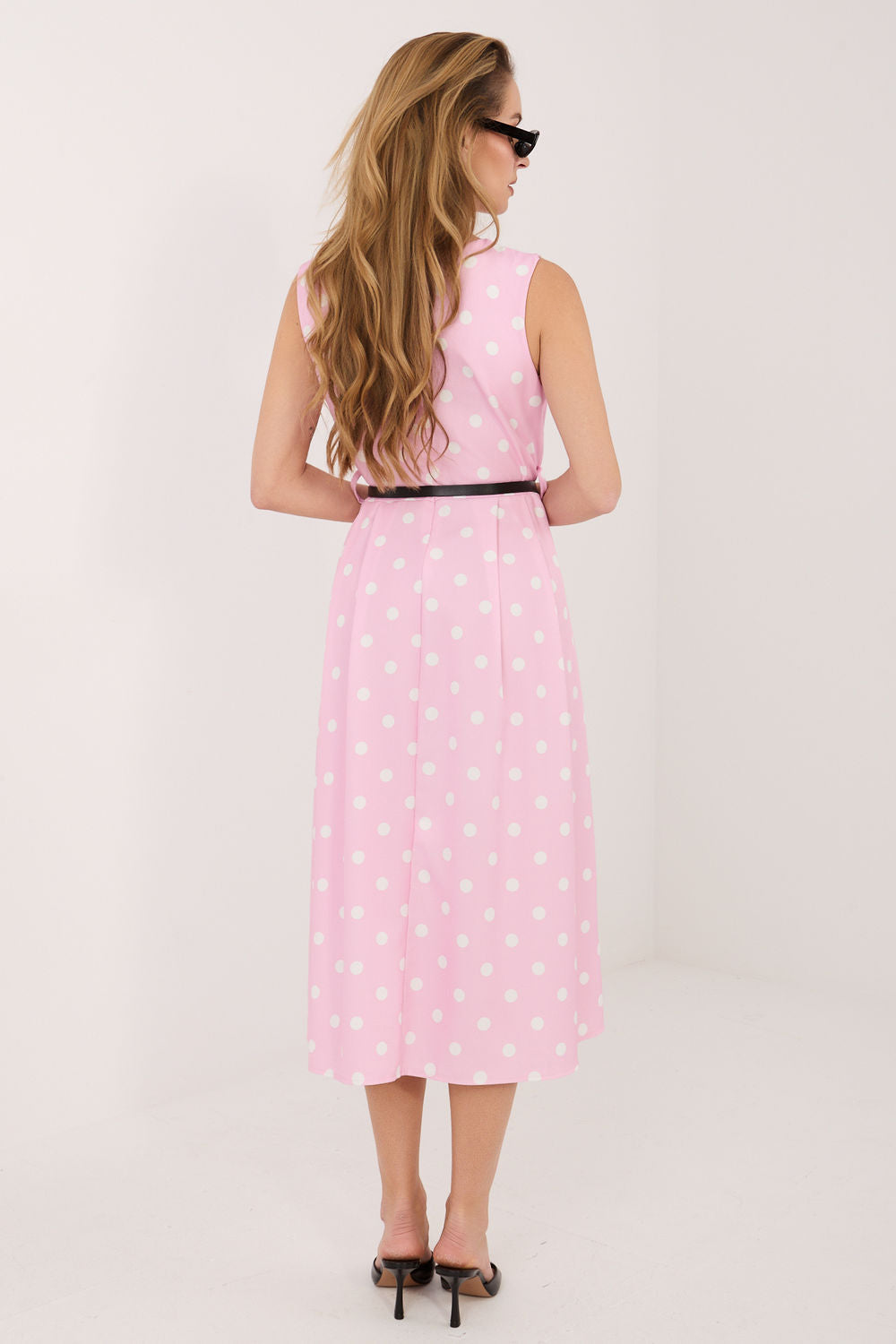 Italy Moda Light Pink Midi Polka Dot Dress - view 3